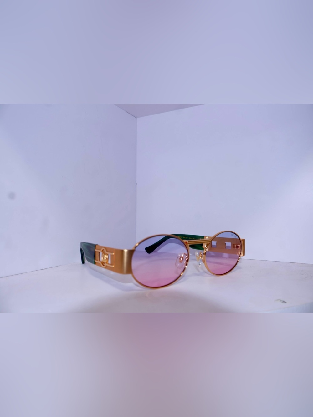 Versace Gold Frame Sunglasses with Pink Lenses